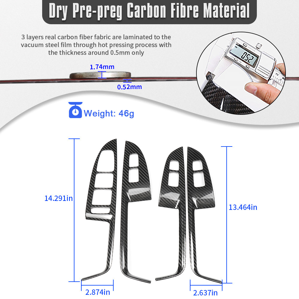 Dry Carbon Fiber 4PCS Inner Window Switch Panel Cover Trim For Genesis G70 Prestige IK Sport Advanced 2017 - 2025
