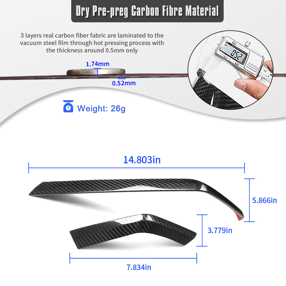 Pre-Preg Carbon Fiber Dashboard Navigation Screen Side Panel Trim for Corvette C8 Z06 ZR1 2026+