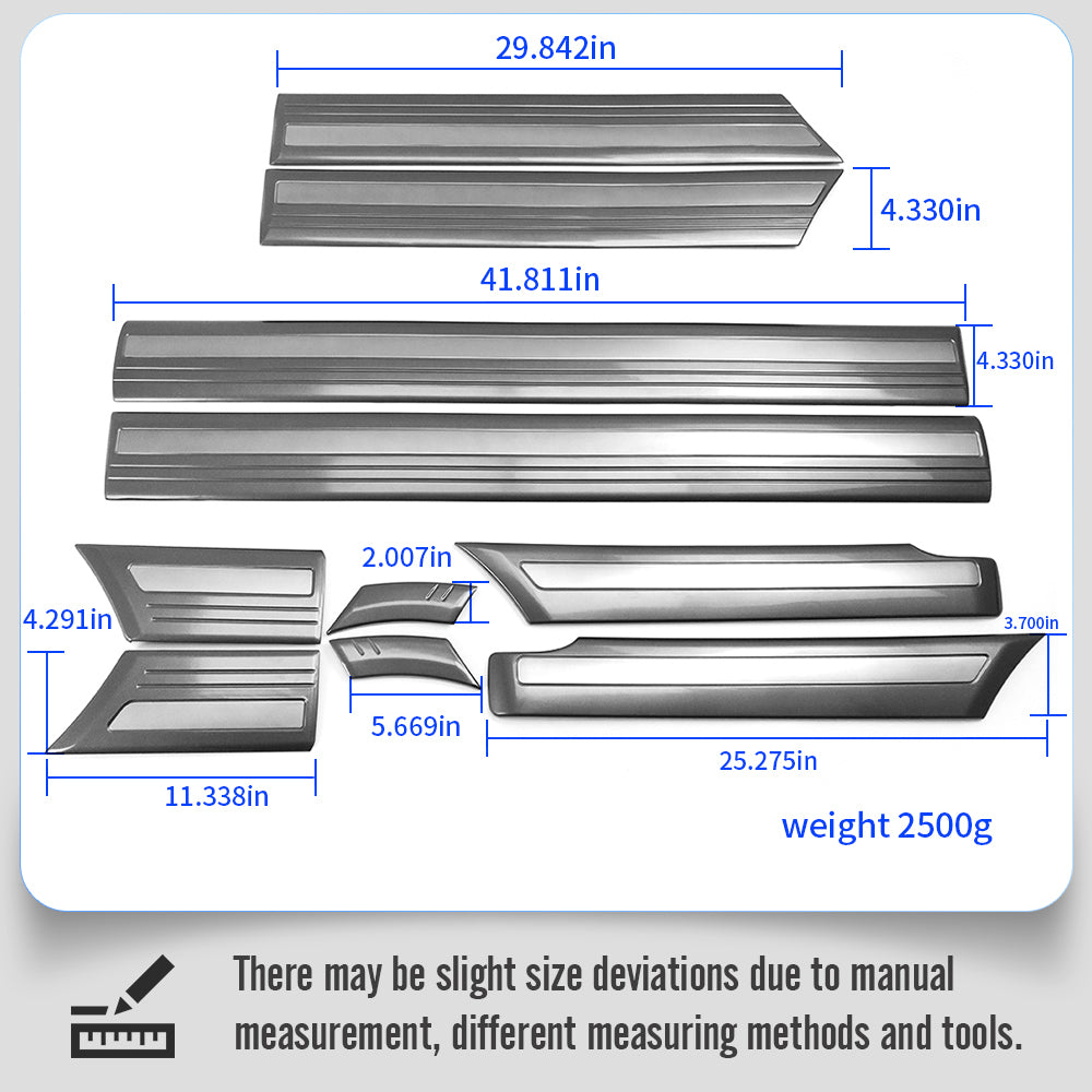 10PCS Car Door Side Molding Covers Trim For Land Cruiser LC100 J100 1998-2007, Chrome Trim