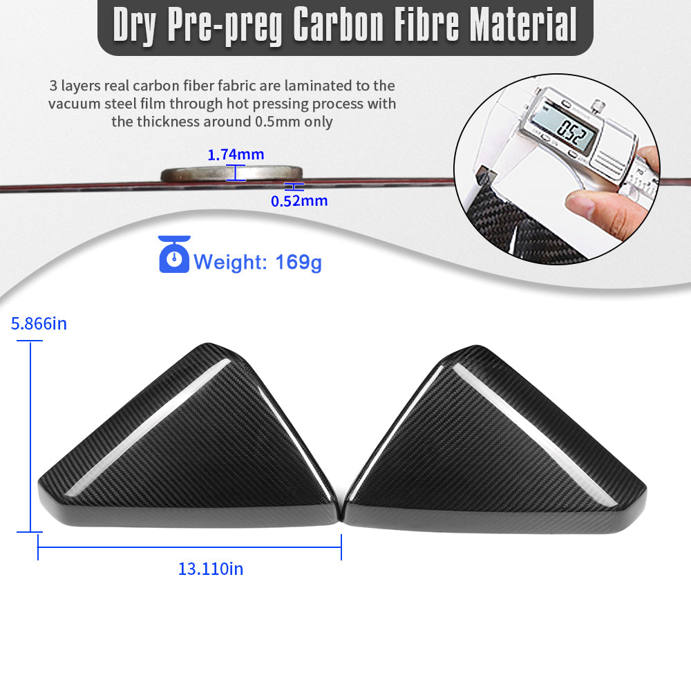 For Tesla Cybertruck 2024 2025 Rearview Mirror Cover Cap Trim, Genuine Dry Carbon Fiber