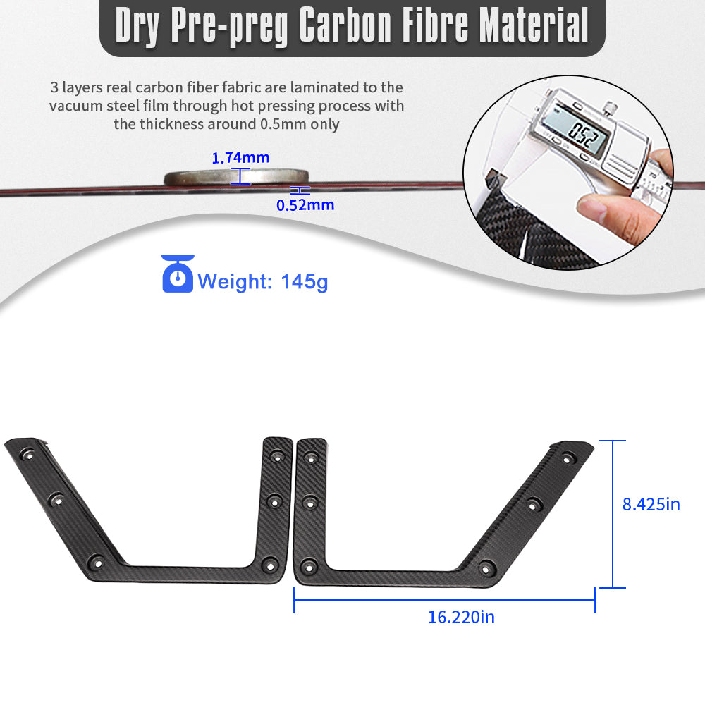 Genuine Carbon Fiber Front Door Storage Pocket Trim Frame For Ford Bronco Raptor Wildtrak Outer Banks 2021 2022 2023 2024 2025