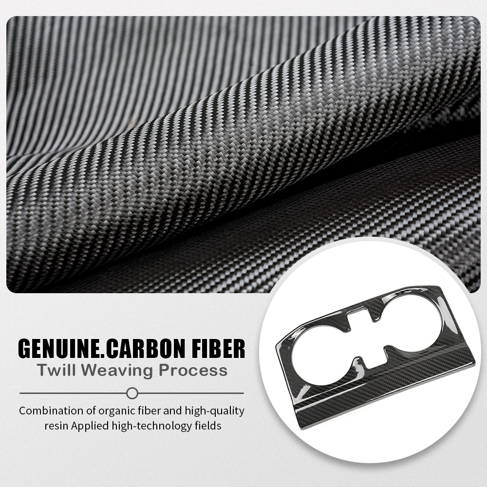 Real Carbon Fiber Rear Cup Holder Frame Cover Interior Accessories For Ford F150 Raptor 2024+