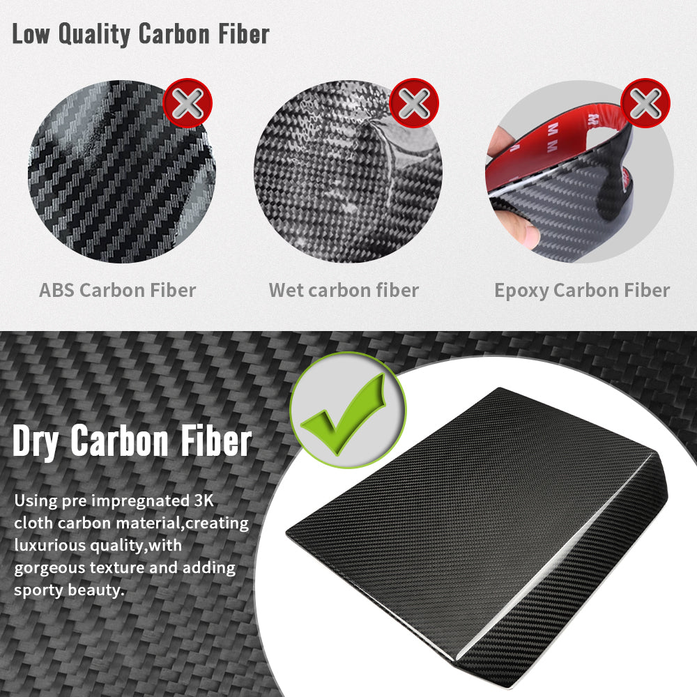 Real Carbon Fiber Center Console Armrest Cover Trim For Tesla Cybertruck 2024 2025