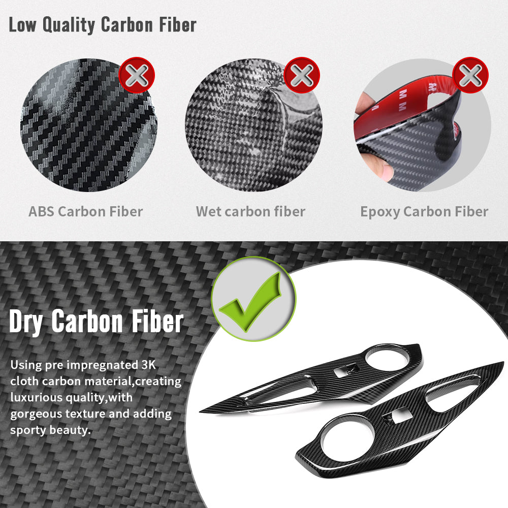 Dry Carbon Fiber Rear Window Control Switch Covers For Toyota GR Corolla GZEA14 2023 2024 2025, Door Lock Switch Trim