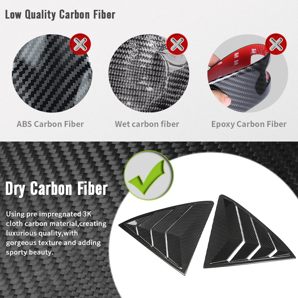 Real Dry Carbon Fiber Rear Window Louvers Trim For Toyota GR Corolla GZEA14 2023 2024 2025, Rear Side Window Shutters Cover Panel