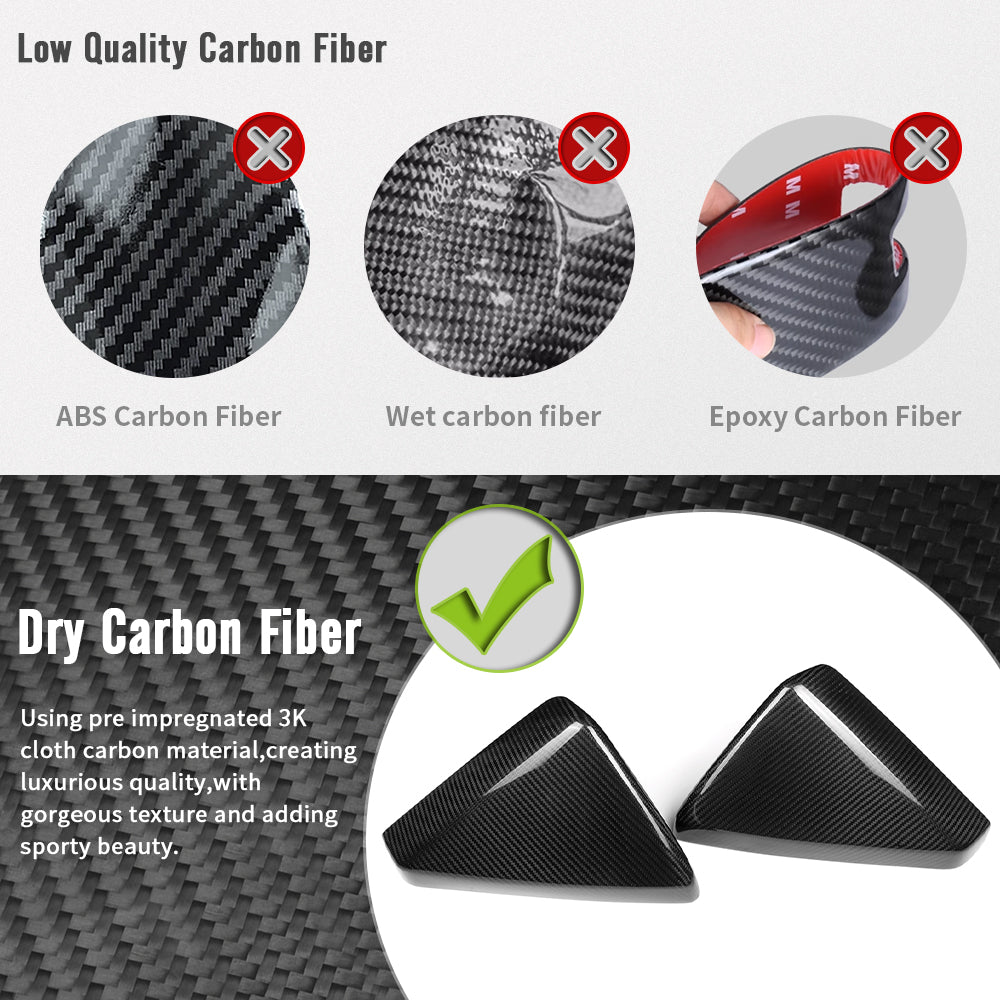 For Tesla Cybertruck 2024 2025 Rearview Mirror Cover Cap Trim, Genuine Dry Carbon Fiber