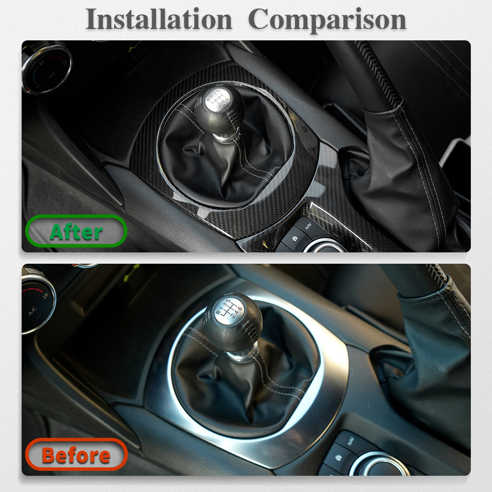Real Carbon Fiber MT Center Console Gear Shift Frame Interior Accessories For Mazda MX-5 ND Miata Roadster 2016-2024