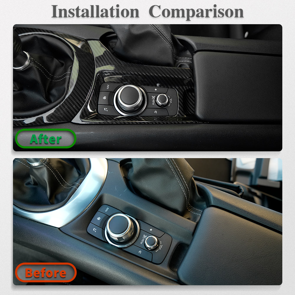 Real Carbon Fiber Gear Shift Panel Multimedia Button Cover For Mazda MX-5 ND Miata Roadster 2016-2024