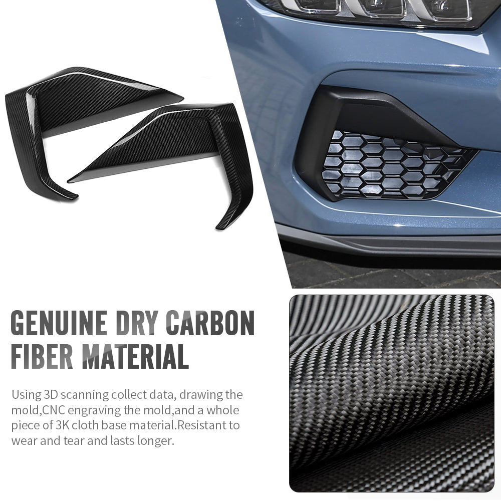 For Mustang S650 GT Front Bumper Side Air Vent Trims Cover Dry Carbon Fiber