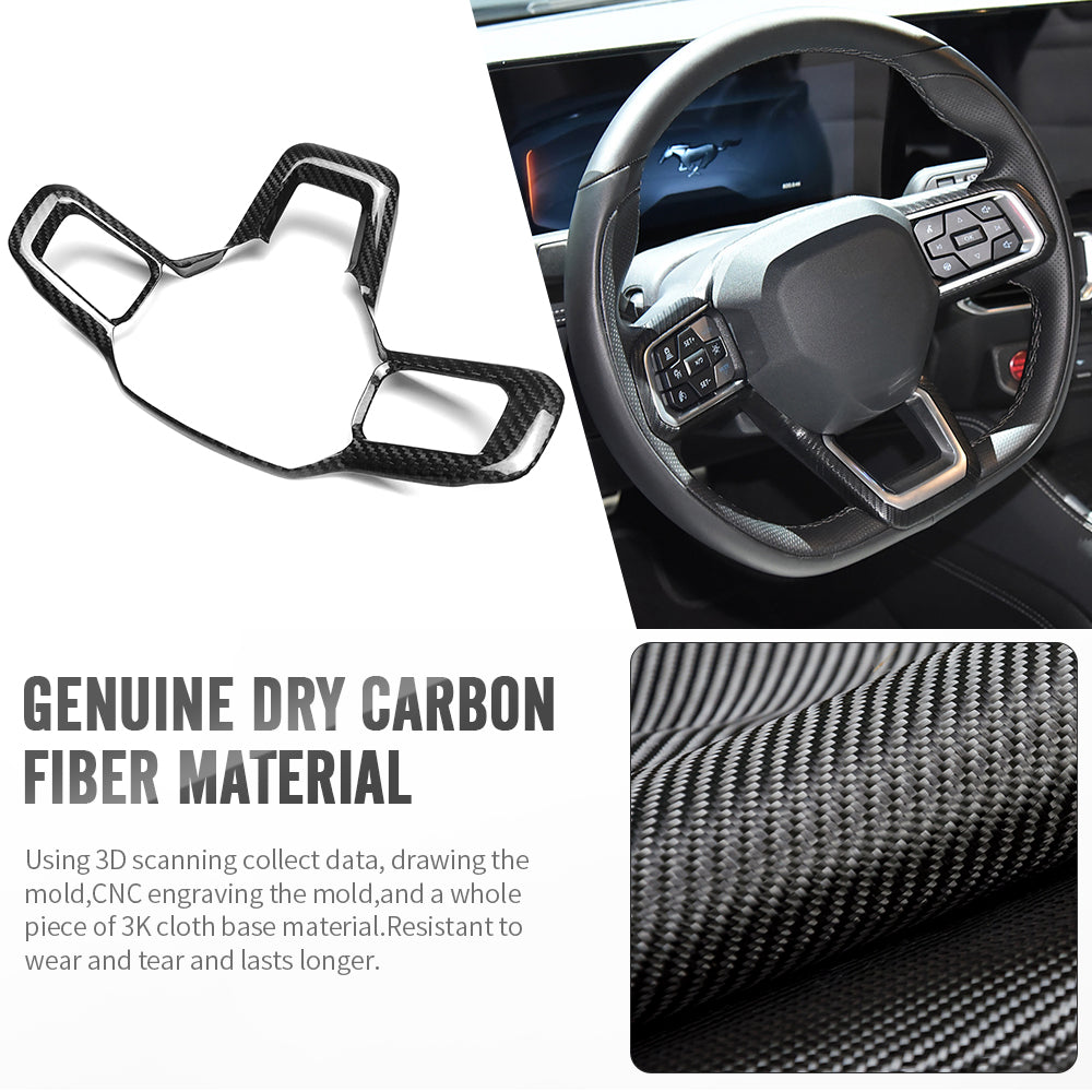 For Mustang S650 GT Dark horse Ecoboost Steering Wheel Frame Cover Real Carbon Fiber