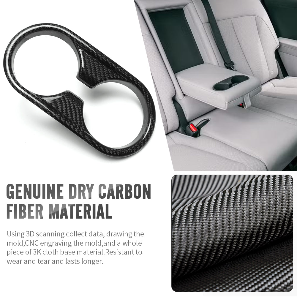 For Hyundai Ioniq 5 Ioniq 5N 2022+ Rear Seat Water Cup Panel Cover Trim Dry Carbon Fiber Interior Accessories