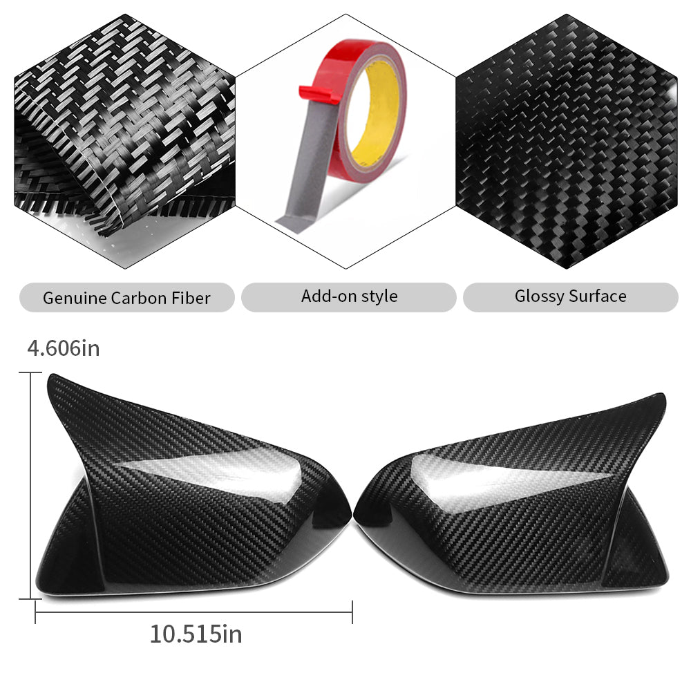 For Mustang S650 GT Dark horse Ecoboost Mirror Covers Overlay Real Carbon Fiber