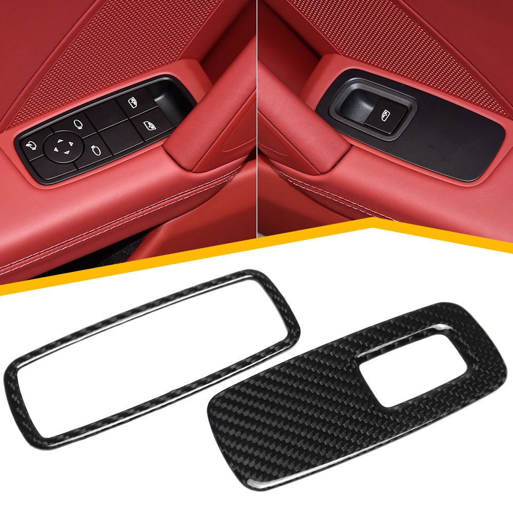 For Porsche 992 911 S/T Turbo S Carrera Targa 4S GTS GT3 RS Dakar 2020+ Window Lift Switch Panel Cover Dry Carbon Fiber Car Accessories