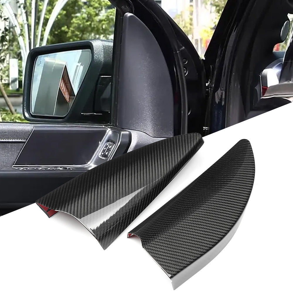 Dry Carbon Fiber Inner Door Triangle A Pillar Cover Trim For Ford F150 Raptor Limited Platinum Tremor Lariat 2021 -2025