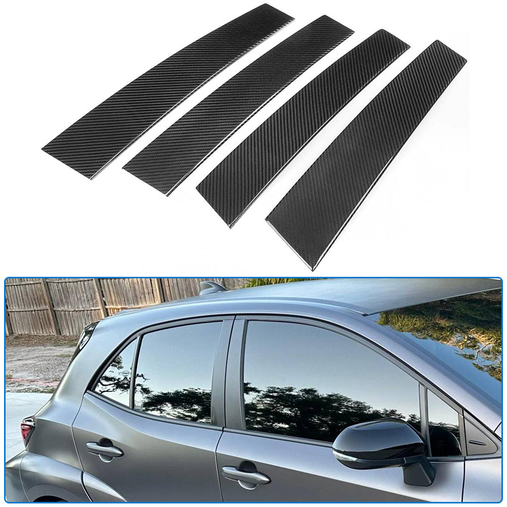 Dry Carbon Fiber B Pillar Post Panel Trims For Toyota GR Corolla Hatchback GZEA14 2023 2024 2025, Exterior Windshield Decor