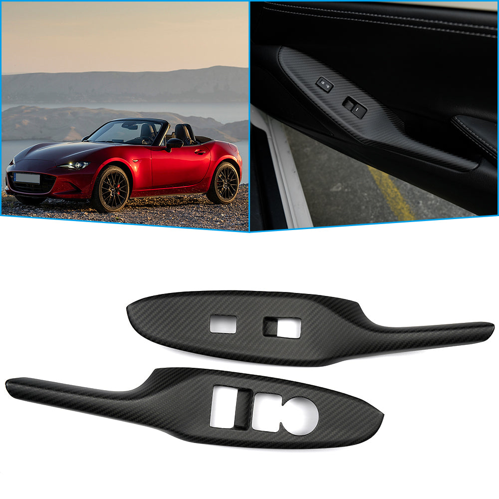 Real Carbon Fiber Window Lift Switch Panel Cover For Mazda MX-5 RF ND Miata Roadster 2016-2024