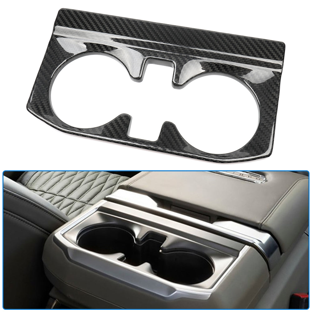 Real Carbon Fiber Rear Cup Holder Frame Cover Interior Accessories For Ford F150 Raptor 2024+