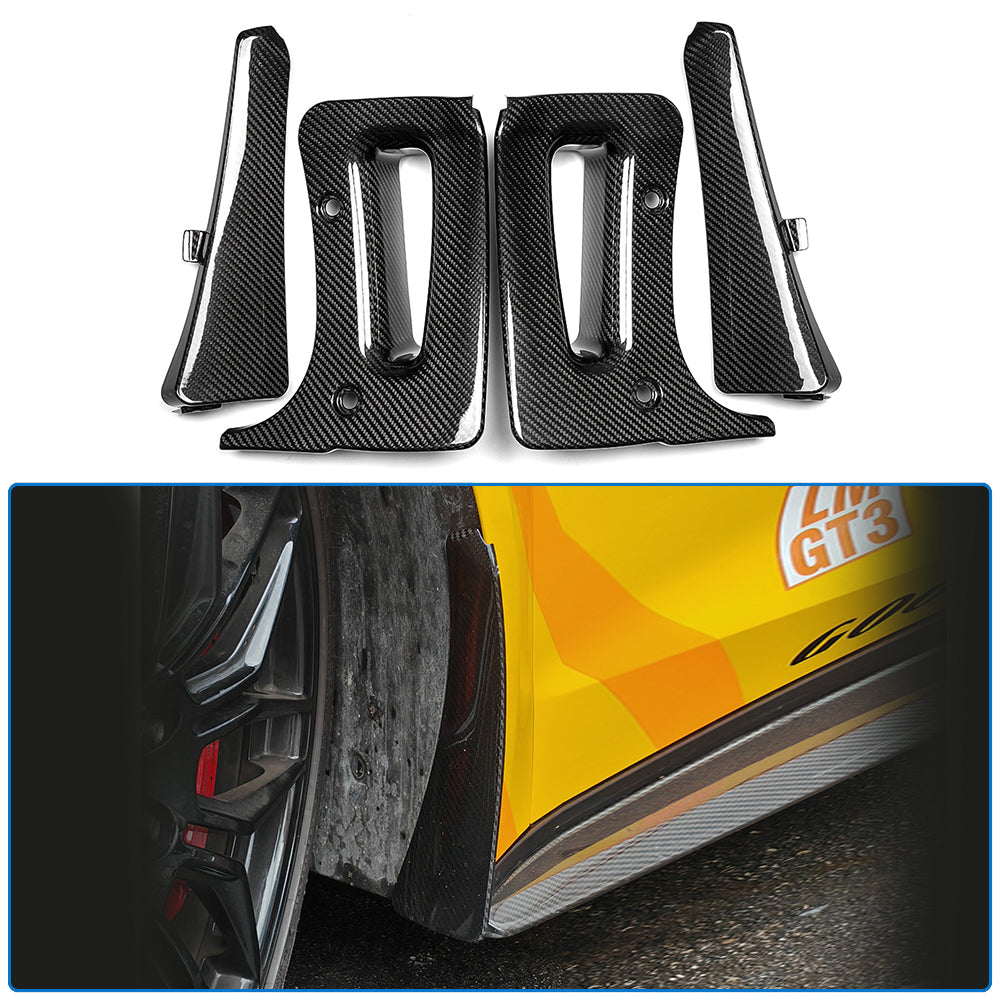Prepreg Dry Carbon Fiber Mud Flaps For Corvette C8 Z06 E-Ray 2023 2024 2025, Front Rear Mudguard Fender Trim