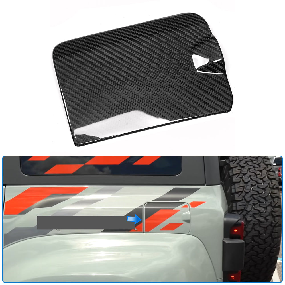 Genuine Carbon Fiber Fuel Tank Cover Trim Oil Gas Door Cap For Ford Bronco Raptor Wildtrak Outer Banks 2021 - 2025