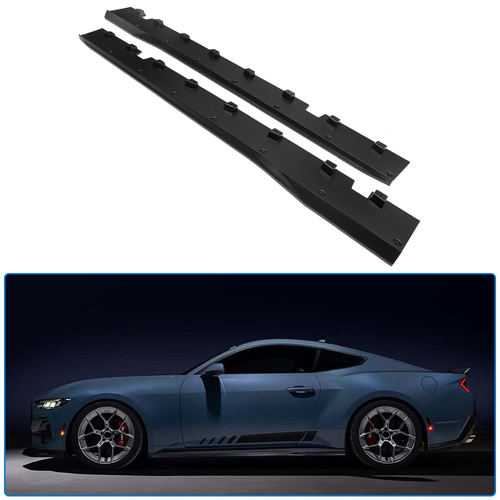 RTR Style Side Skirts, ABS Plastic Side Skirts Extension Splitter Lip For Ford Mustang S650 Dark Horse GT 2024 2025