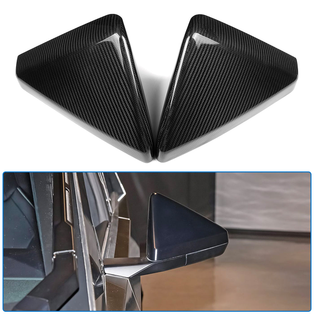 For Tesla Cybertruck 2024 2025 Rearview Mirror Cover Cap Trim, Genuine Dry Carbon Fiber