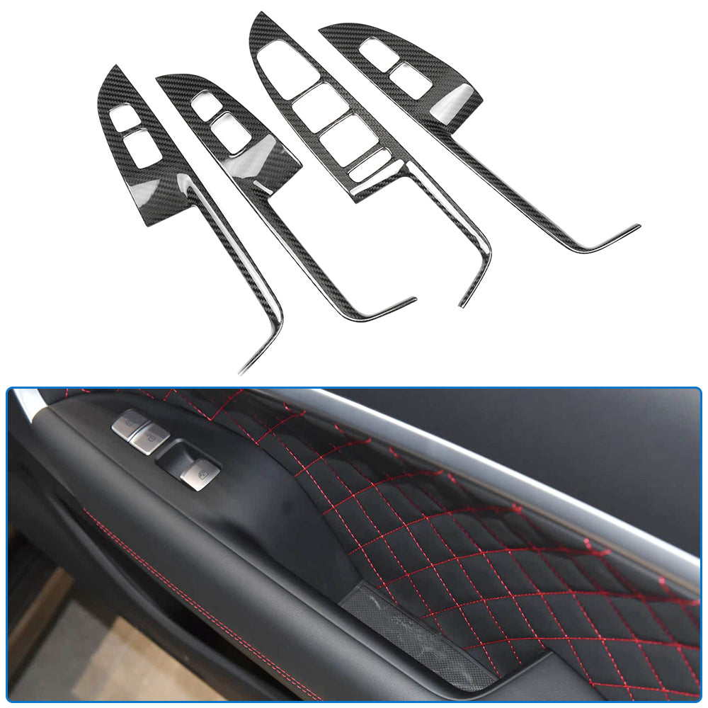 Dry Carbon Fiber 4PCS Inner Window Switch Panel Cover Trim For Genesis G70 Prestige IK Sport Advanced 2017 - 2025