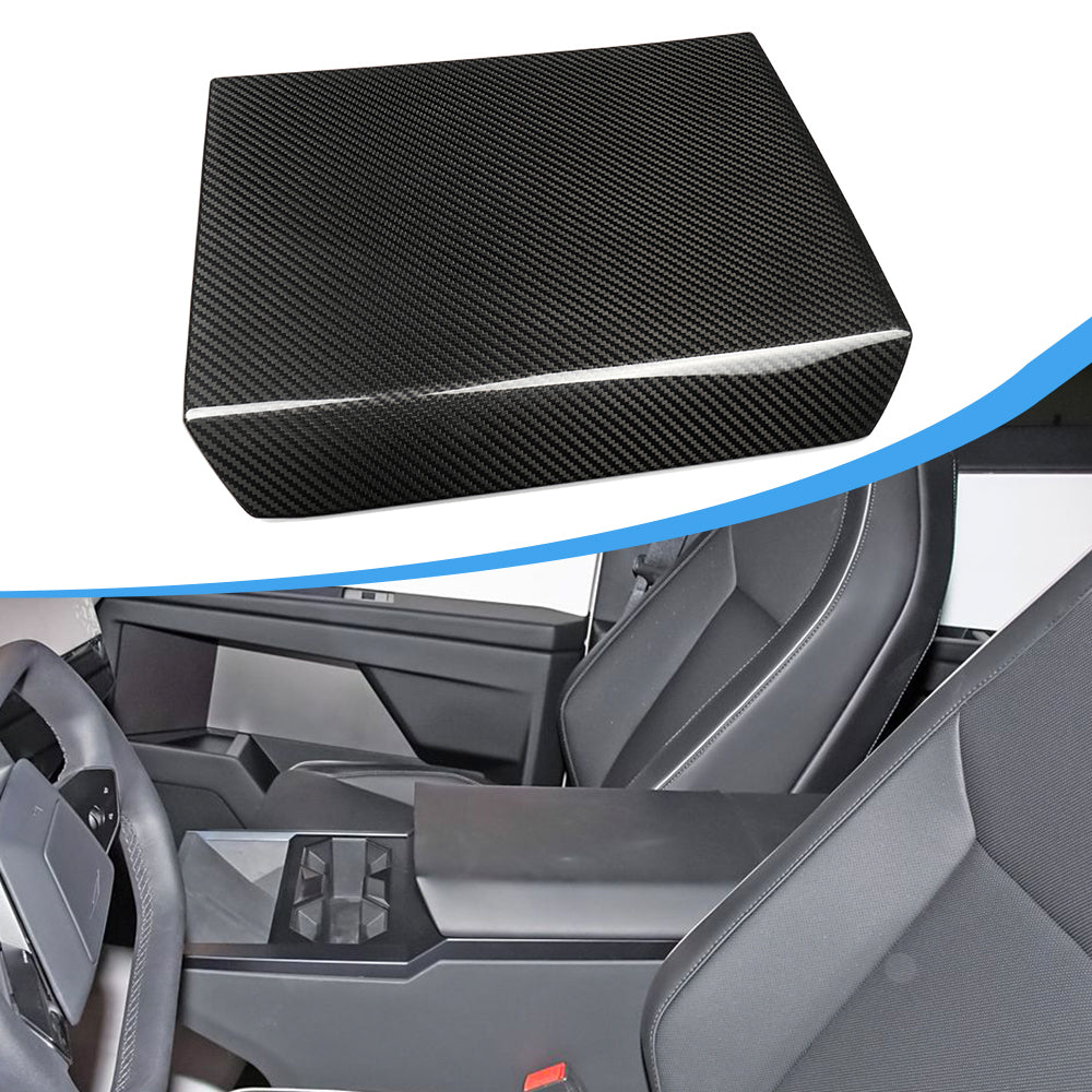 Real Carbon Fiber Center Console Armrest Cover Trim For Tesla Cybertruck 2024 2025