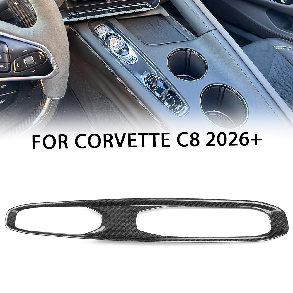 Pregreg Carbon Fiber Gear Shift Button Cover for Corvette C8 Coupe HTC Z06 ZR1 2026+ Center Console Trim