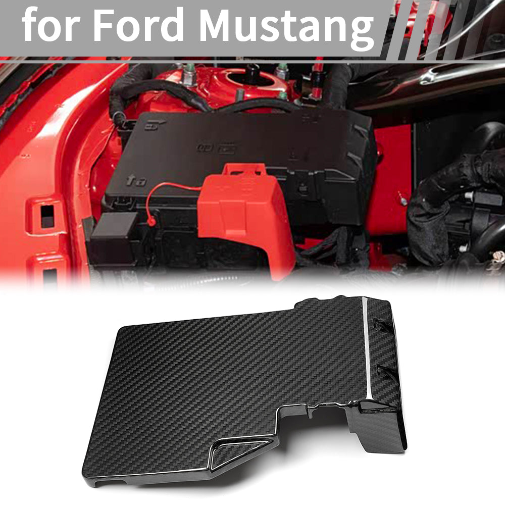 True Carbon Fiber Engine Battery Fuse Box Cover Trim For Ford Mustang S650 Dark Hose GT 2024 2025