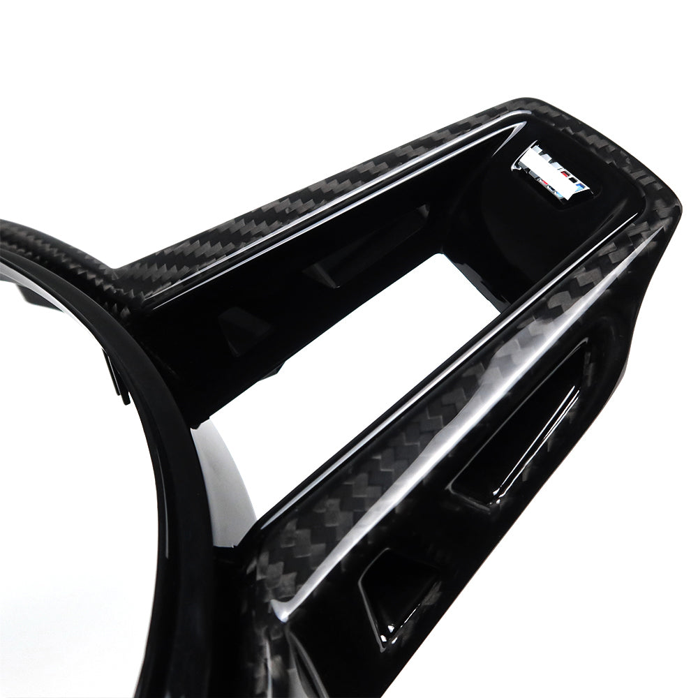 Dry Carbon Fiber Steering Wheel Cover Panel Trim For BMW 2 3 4 Series M3 M4 G20 G21 G22 G80 G81 2024 2025, Replaced Style