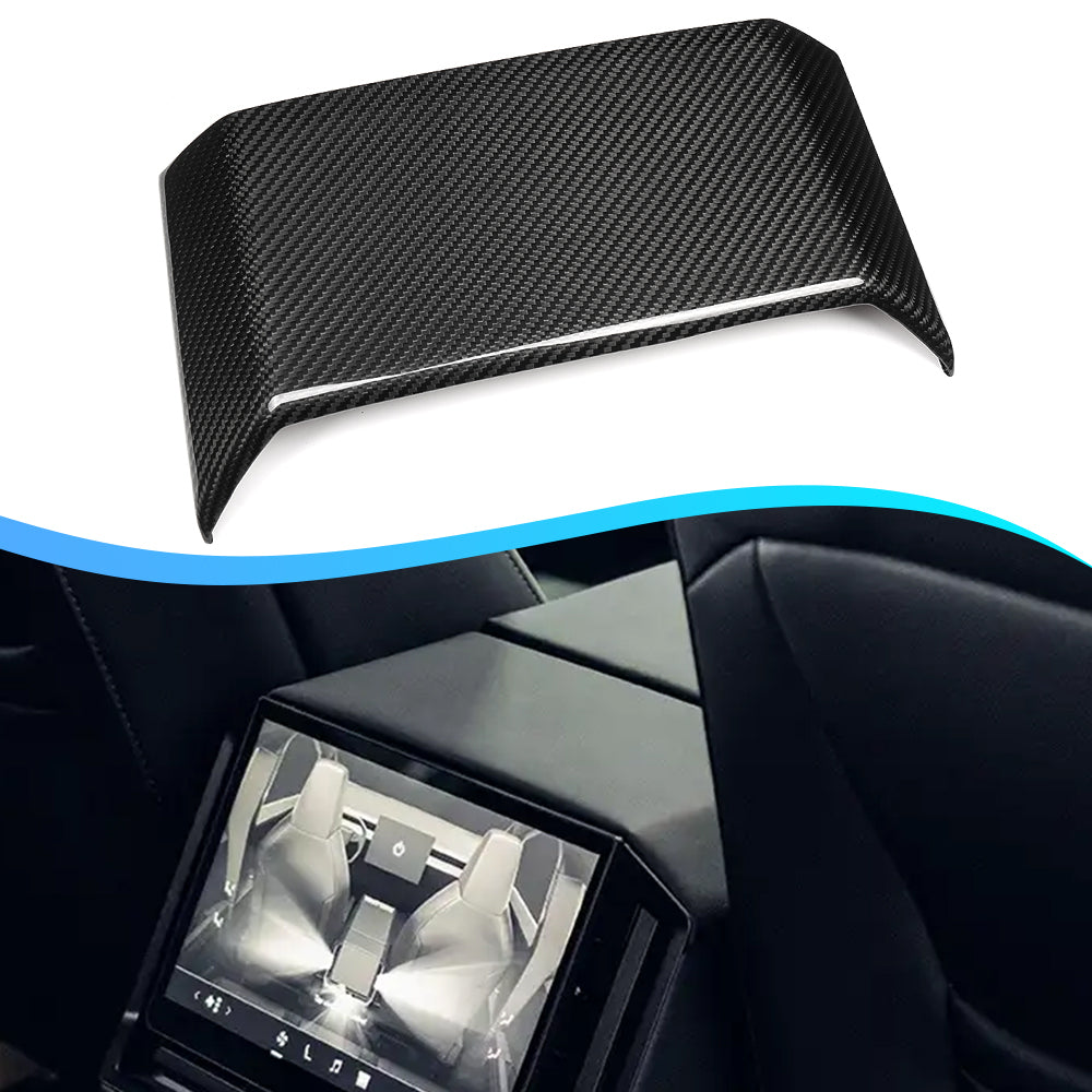 Rear Display Upper Cover Panel Trim For Tesla Cybertruck 2024 2025, Dry Carbon Fiber Trim
