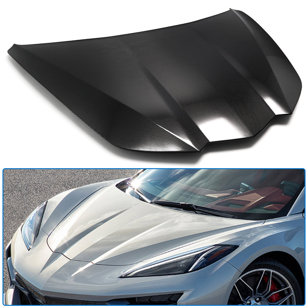 Real Carbon Fiber Replacement Front Engine Hood Cover For Corvette C8 Stingray Coupe HTC Z06 Z51 2020-2025, Exterior Trim