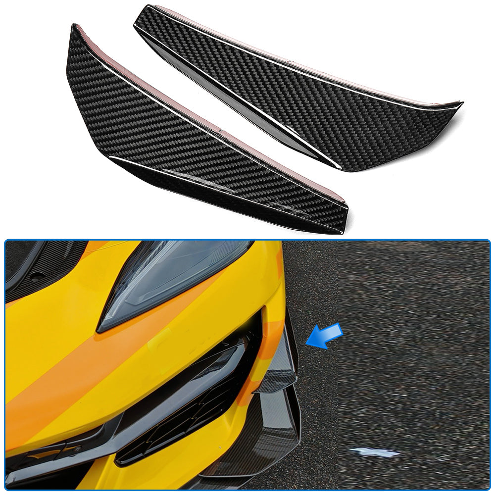 Motorsport-Grade Carbon Fiber Front Side Canards For Corvette C8 Z06 2023 2024 2025, Front Body Diffuser Fins