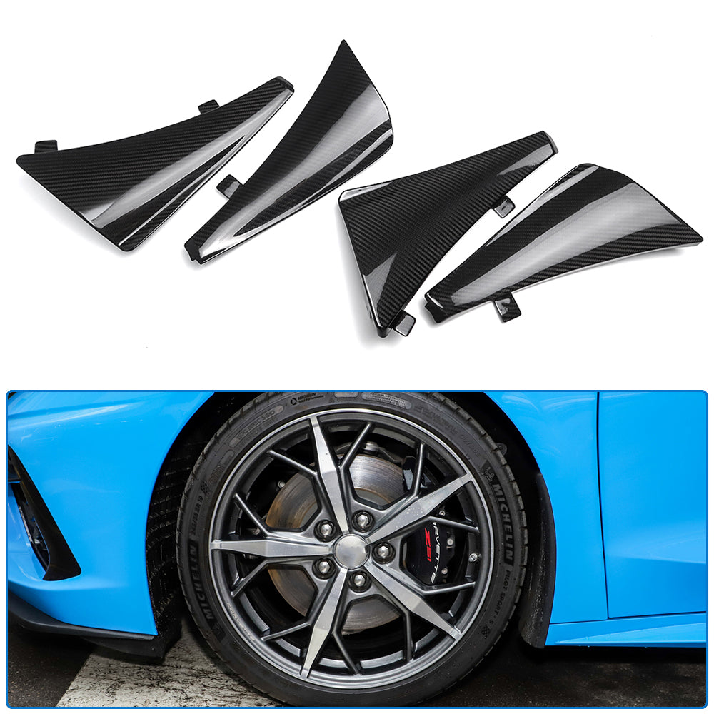 Carbon Fiber Mudguard Fender Trim For Corvette C8 Stingray Coupe Convertible Z51 E-Ray 2020-2025, Front & Rear Wheel Mud Flaps Splash Guard