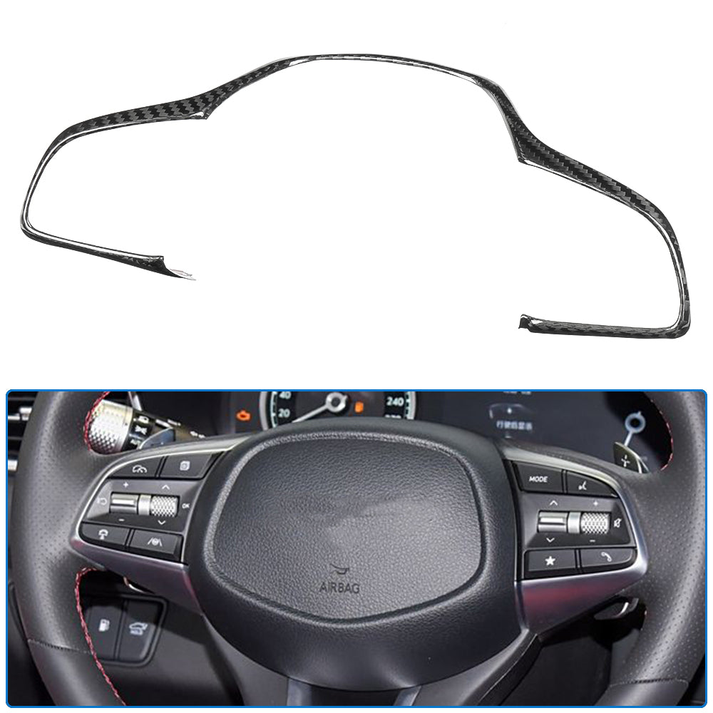 Dry Carbon Fiber Steering Wheel Trim Covers For Genesis G70 Prestige IK Sport Advanced 2017 - 2025, Steering Wheel Bezel, Steering Wheel Lower part Trim