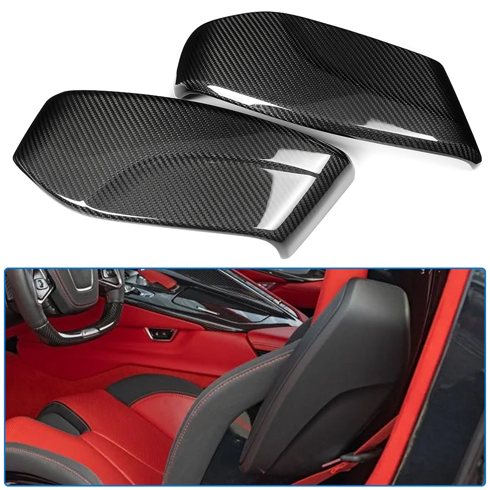Dry Carbon Fiber Seat Belt Side Cover Trim For Corvette C8 Z51 Z06 Stingray Coupe Convertible 2020 - 2025