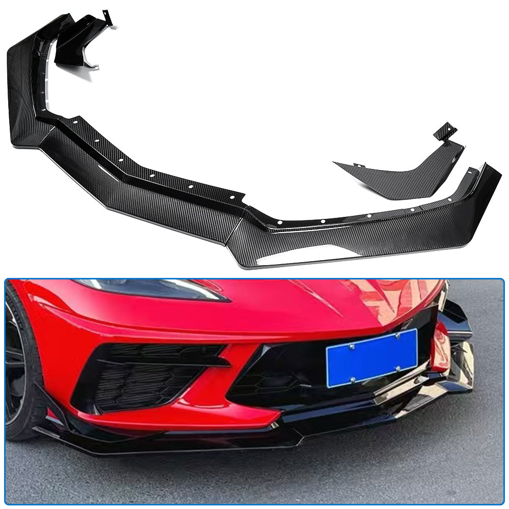 Carbon Fiber Z06 Style Front Splitters For Corvette C8 Stingray Coupe Convertible 2020-2025, Front Bumper Lip Spoiler 5PCS