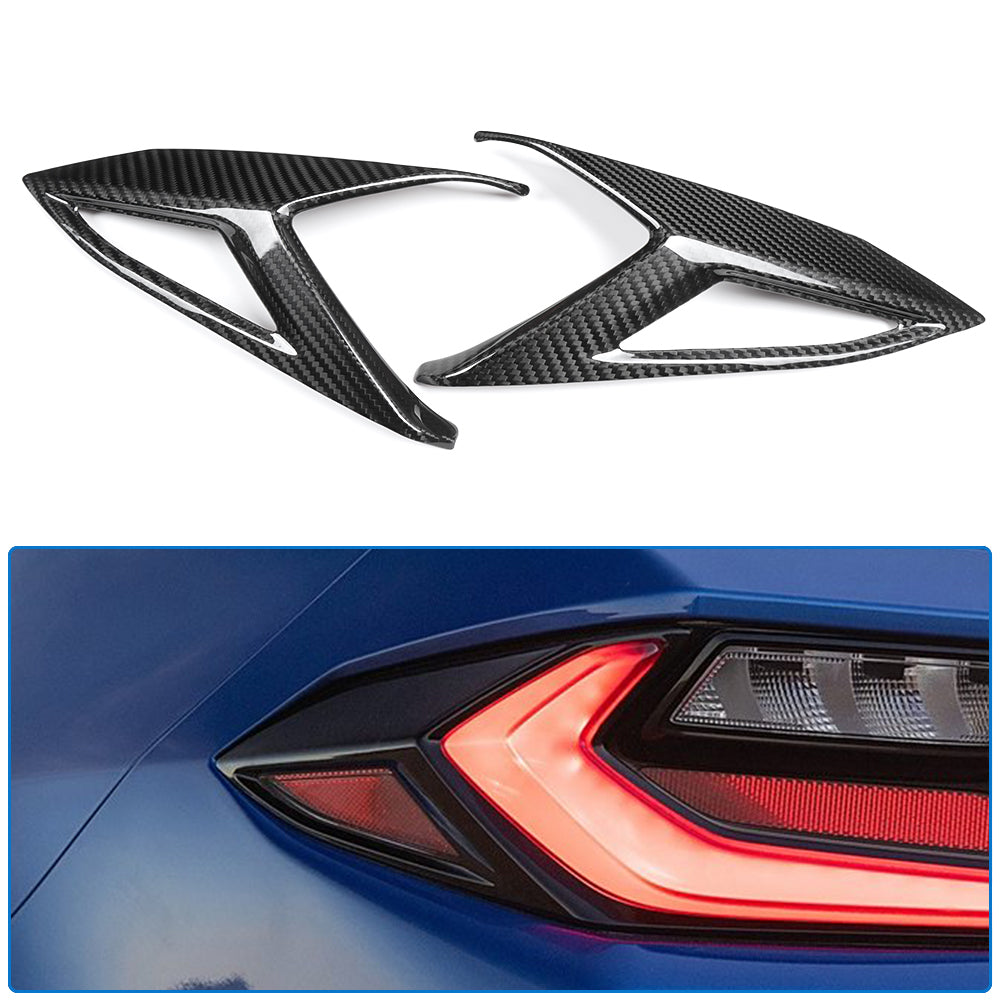 Dry Carbon Fiber Rear Light Lamp Trim For Corvette C8 Z06 Z51 ZR1 E-Ray 2020-2025, Tail Brake Light Cover