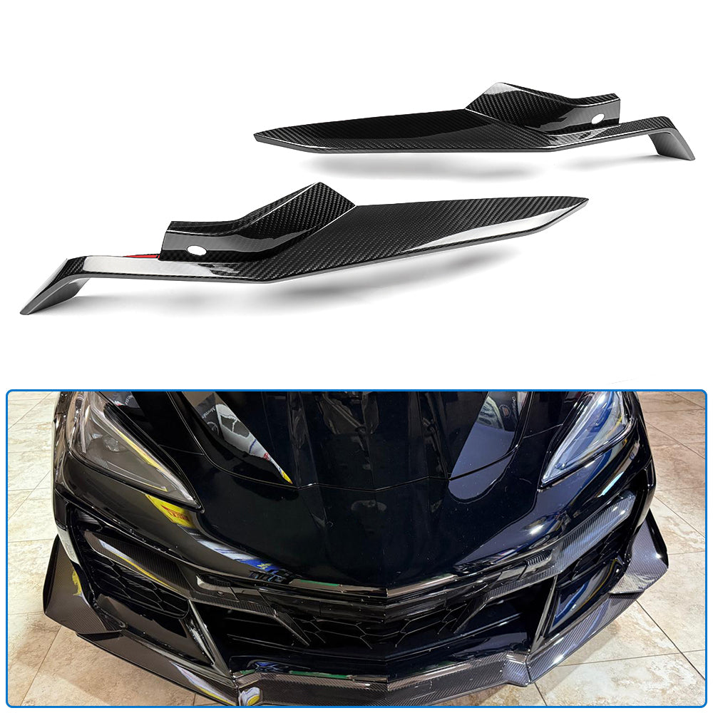 Dry Carbon Fiber Front Bumper Canard Splitters For Corvette C8 Z06 Z07 2023 2024 2025, Exterior Trim