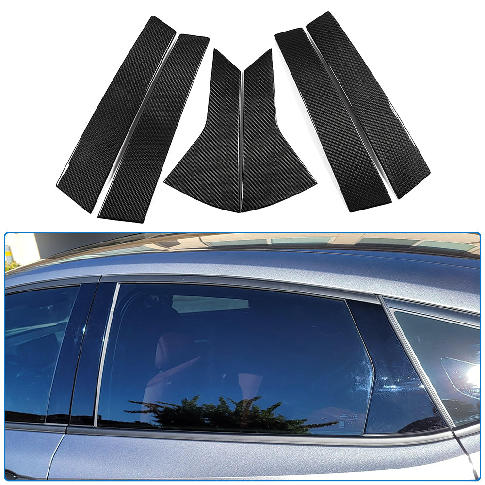 Dry Carbon Fiber Door Window B Pillar Post Trim For Acura Integra A-Spec Type S 2023 2024 2025, Side Window B Post Panels 6PCS