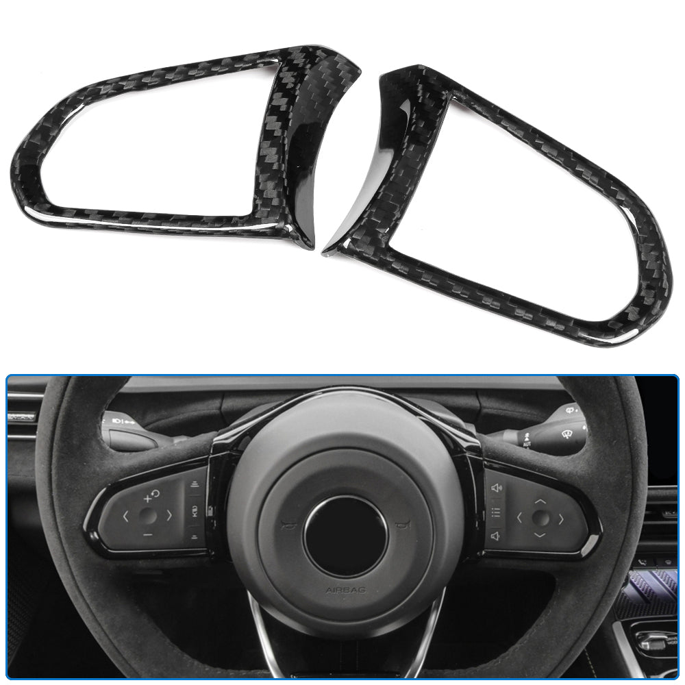 Real Carbon Fiber Steering Wheel Button Cover Trim For Lotus Emira I4 V6 2022 2023 2024 2025