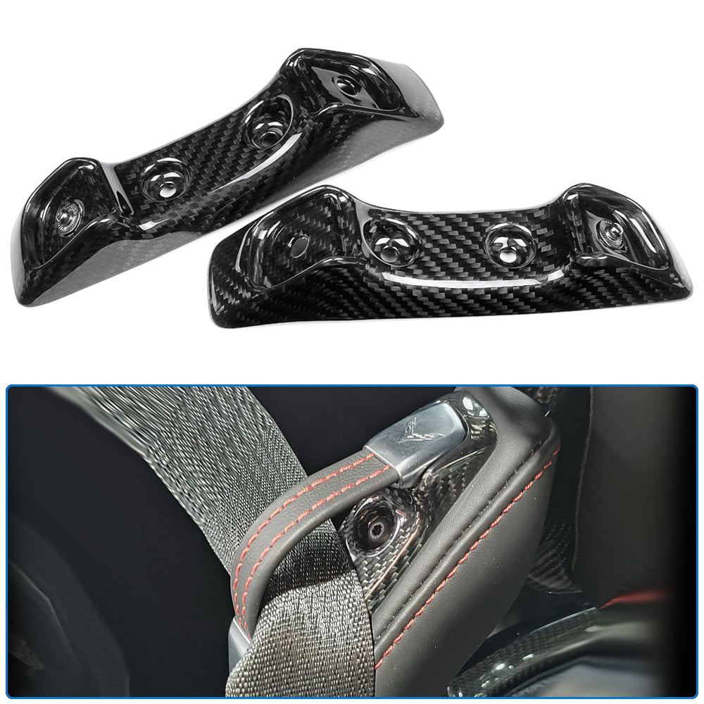 Dry Carbon Fiber Car Seat Belt Lock Cover Trim For Corvette C8 Stingray Coupe Convertible 2020 -Present, Replacement