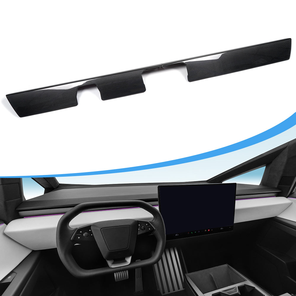 Dry Carbon Fiber Center Console Dashboard Panel Trim For Tesla Cybertruck 2024 2025, 2PCS Instrument Panel Moulding Decals