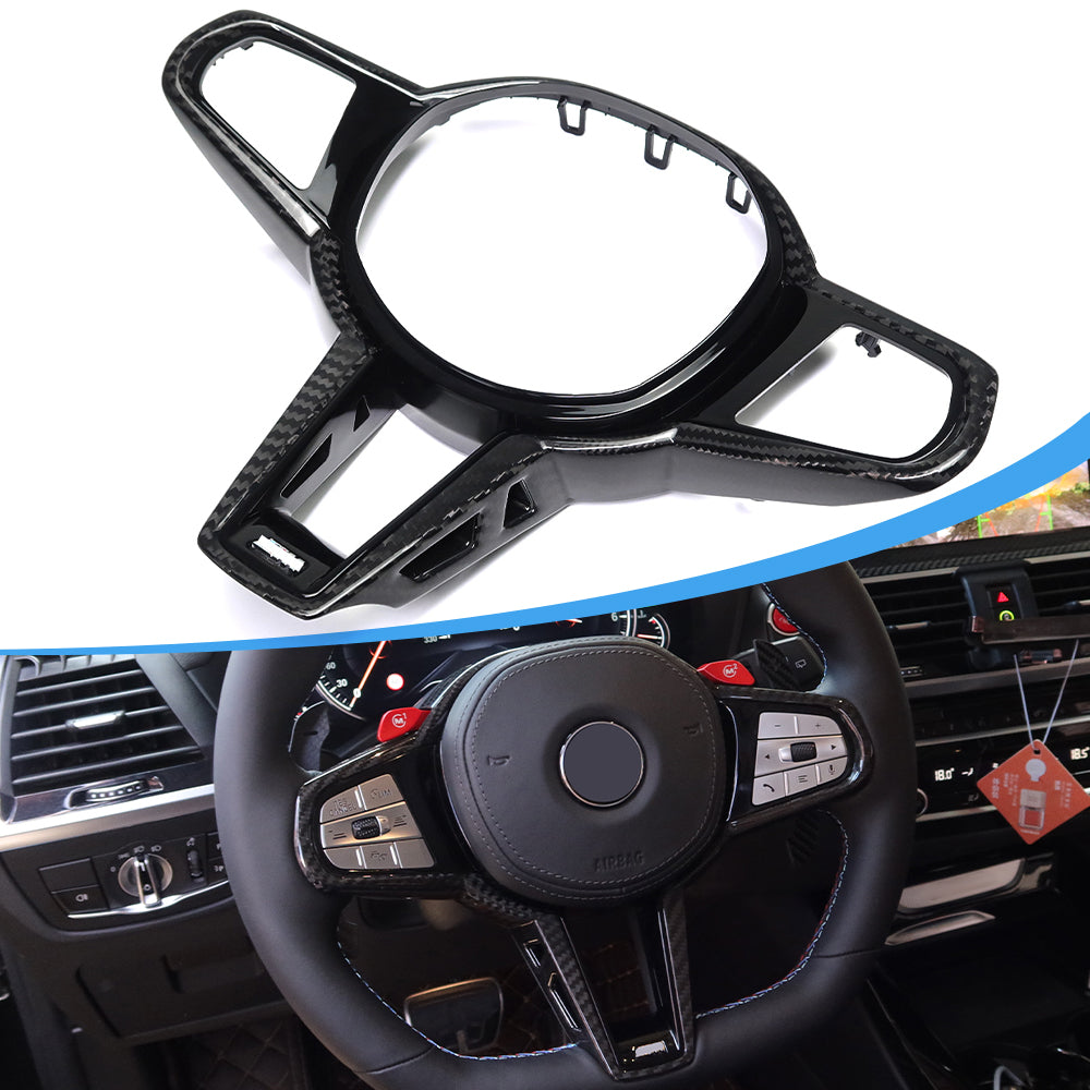 Dry Carbon Fiber Steering Wheel Cover Panel Trim For BMW 2 3 4 Series M3 M4 G20 G21 G22 G80 G81 2024 2025, Replaced Style