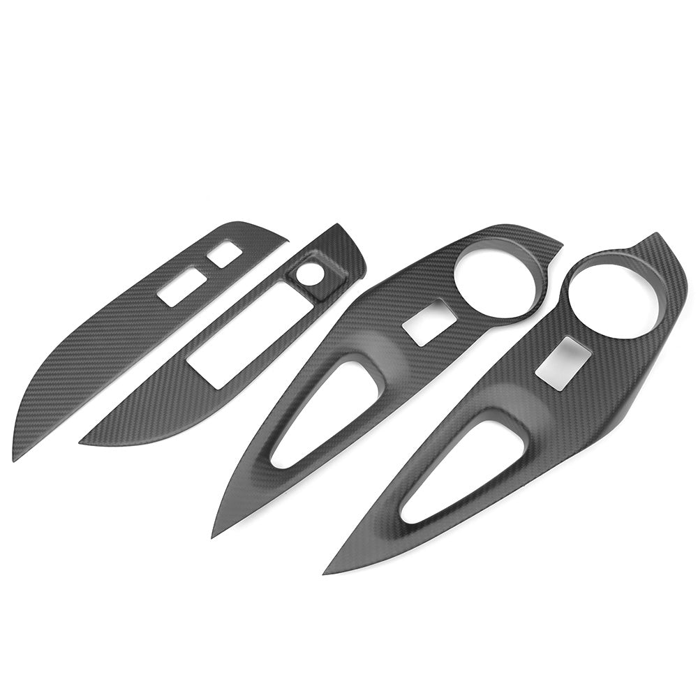 Dry Carbon Fiber 4PCS Window Lift Switch Panel Cover Trim For Toyota GR Corolla GZEA14 2023 2024 2025 2026