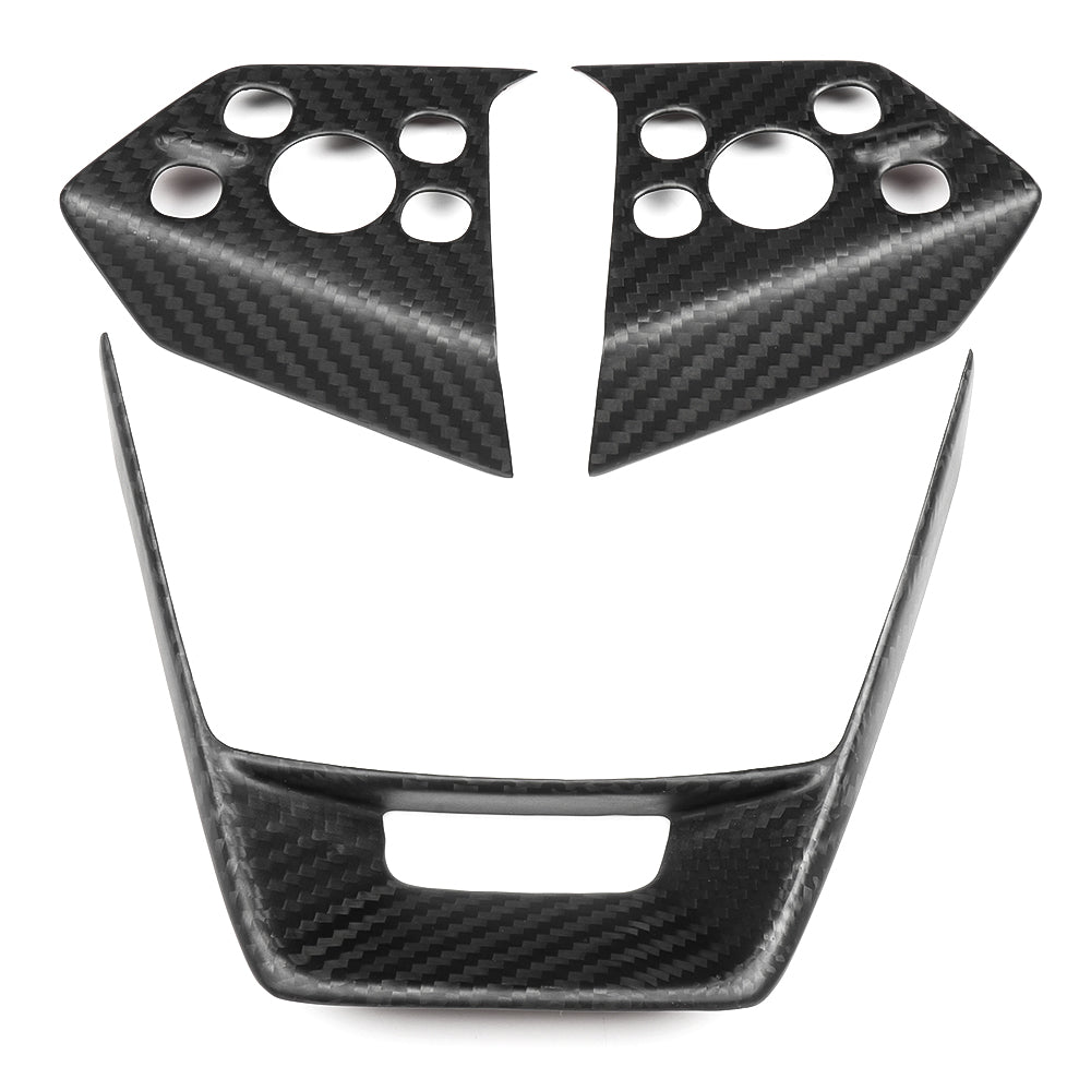 Real Dry Carbon Fiber Steering Wheel Trim Cover 3PCS For Tesla Cybertruck 2024 2025