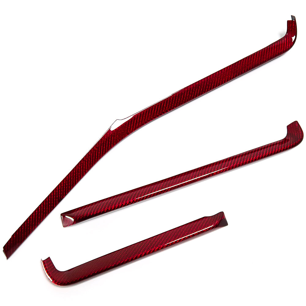 For Chevrolet Corvette C8 Stingray Convertible Coupe Z51 Z06 2020-2023 Red Air Condition Outlet Vent Strip Trim Real Carbon Fiber
