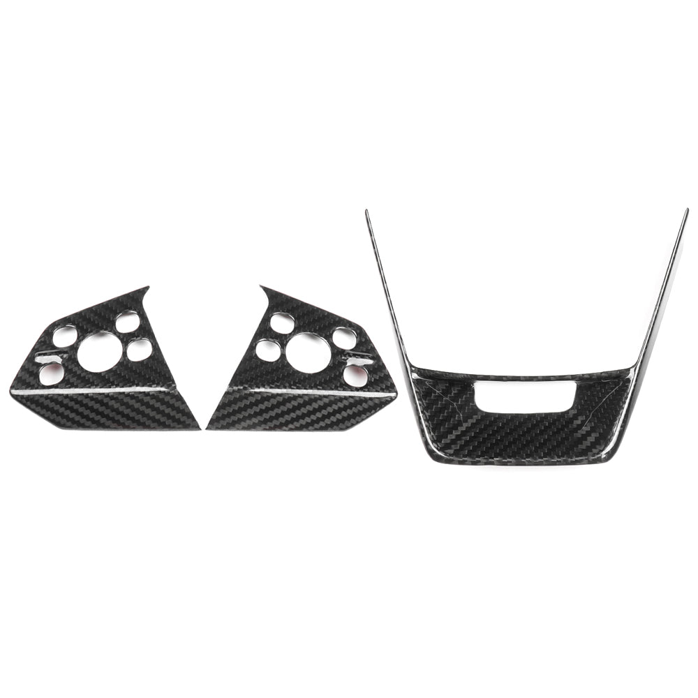 Real Dry Carbon Fiber Steering Wheel Trim Cover 3PCS For Tesla Cybertruck 2024 2025