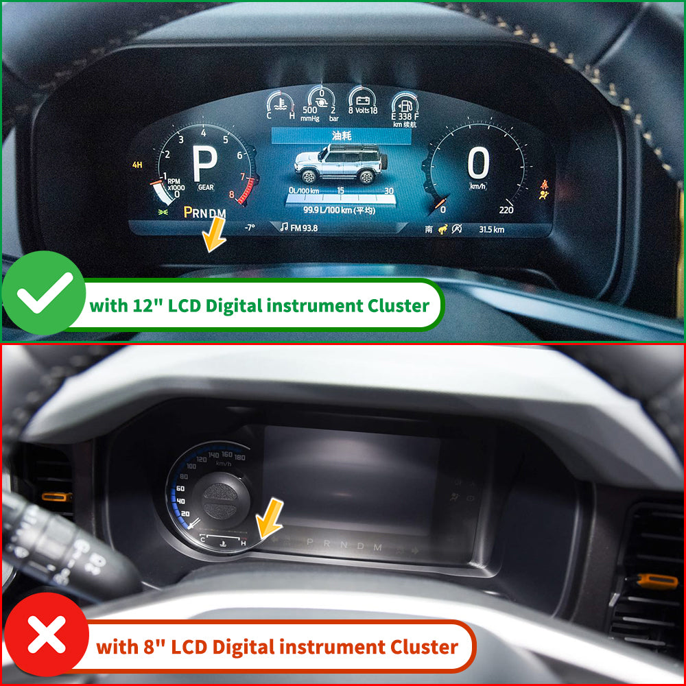 Dry Carbon Fiber 12"/8'' LCD Digital Instrument Cluster Cover Trim For Ford Bronco Raptor Outer Banks Badlands 2021-2025, Dashboard Gauge Cluster Bezel