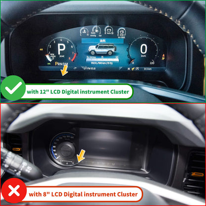 Dry Carbon Fiber 12"/8'' LCD Digital Instrument Cluster Cover Trim For Ford Bronco Raptor Outer Banks Badlands 2021-2025, Dashboard Gauge Cluster Bezel